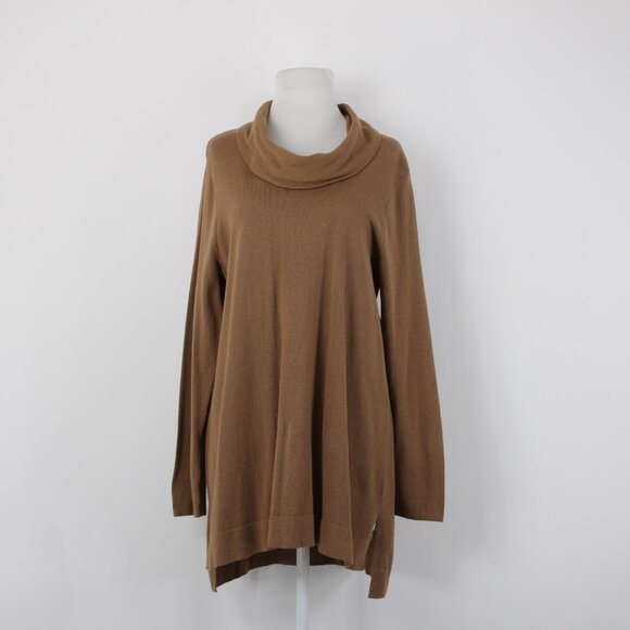 J Jill Sweater $79 Vicuna Sz M Brown Turtleneck Tunic Cotton Viscose Sweater - Picture 2 of 15